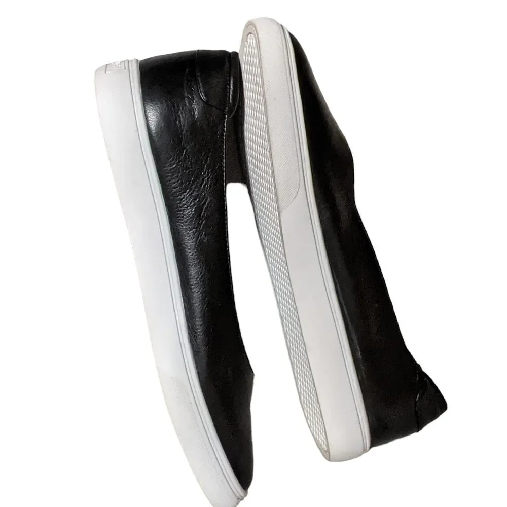J/Slides Gwen black leather platform slip on sneaker loafer size 11M